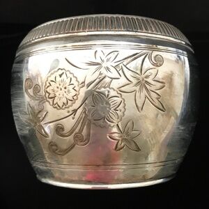 Vintage Floral Engraved Silver Vase